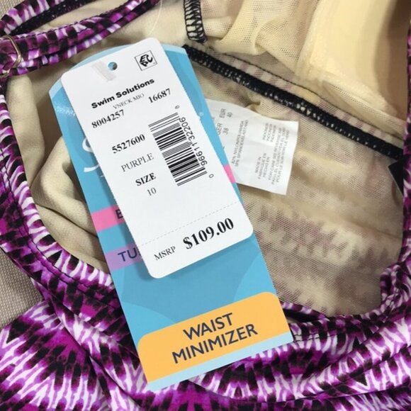 Swim Solutions Spring Play Shirred Swimsuit - Picture 9 of 9